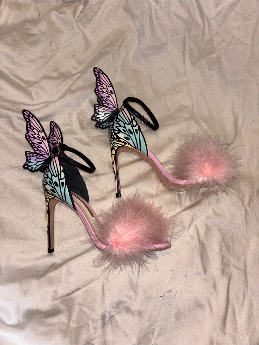 Brand NEW Sophia Webster Butterfly Heels with Marabou Toe Strap